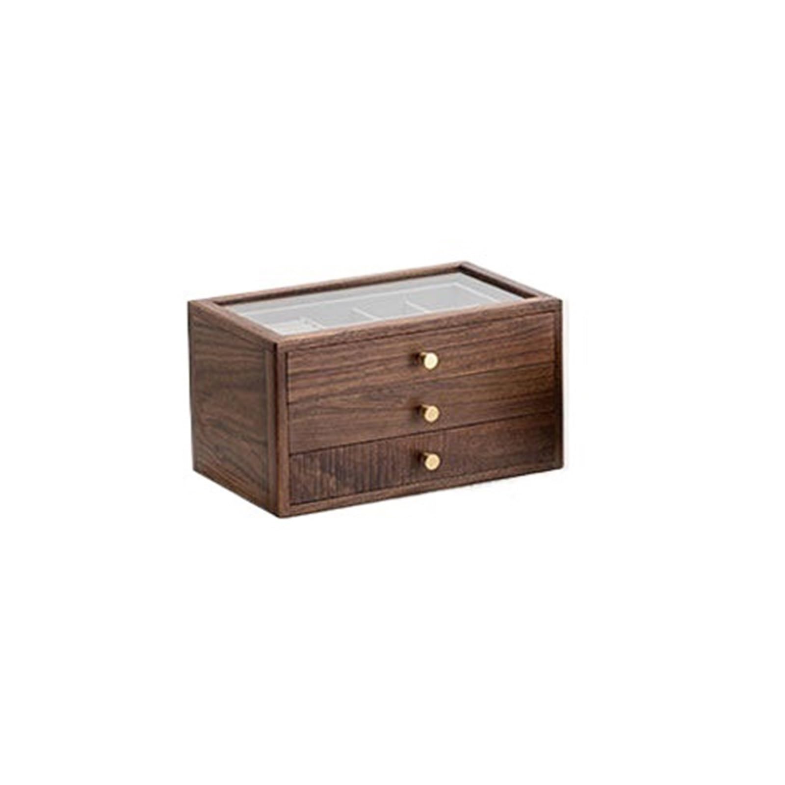 Kx9Lb8d Jewelry Chest Vintage Exquisite And Transparent Jewelry Organizer Black Walnut Box With Drawers For Rings And Necklaces