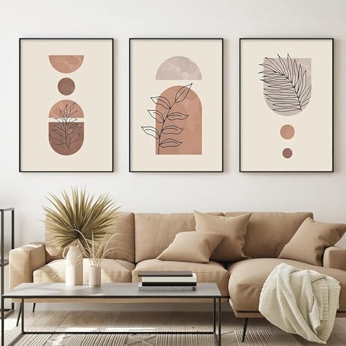 Affiches de feuilles géométriques boho pour décoration de salon chic - 2