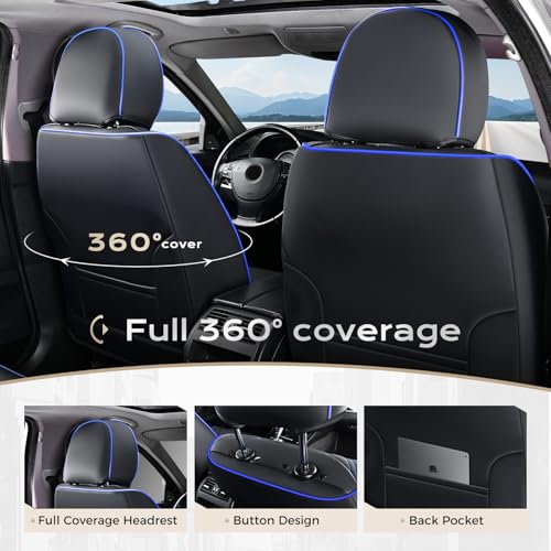 Image of Coverado Car Seat Covers, Car Seat Covers Front Seats, 2-Pack Front Seat Cover, Nappa Leather Waterproof Seat Covers, Car Seat Protectors, Automotive Seat Covers Universal Fit for Most Vehicles