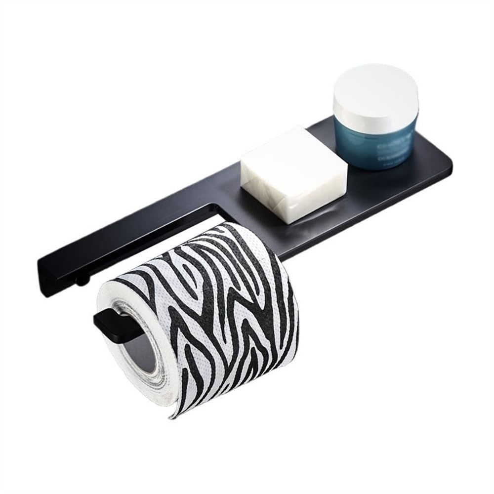 Repisas Para Baño Portarrollos de papel higiénico con estante, soporte for rollo de papel higiénico con tornillos for montaje en pared, dispensador de almacenamiento moderno de aluminio grueso for bañ