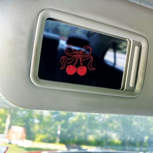 Image of Set 3Pcs Cherries Bow Red Rearview Mirror Decal Aesthetic Cherry, Funny Bookish Sticker, Cute Girly Stuff Water Bottle Laptop Window Sticker Vinyl Waterproof 2 Inches Car Decals New Car Accessories