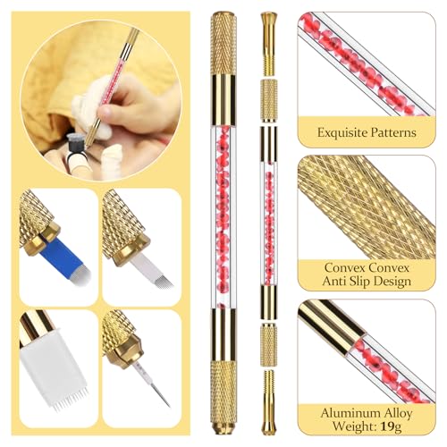 ATOMUS Microblading Kit Golden Complete Semi Permanent Pen kit Tool for Professional 2pcs Tattoo Eyebrow Manual Pen 18U 3RL Eyebrow Microblades Tattoo Supplies - Image 2
