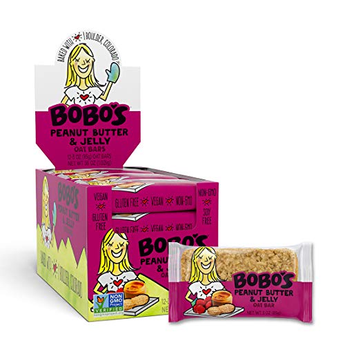 Bobo's Oat Bars (Peanut Butter And Jelly, 12 Pack Of 3 Oz Bars) Gluten Free Whole Grain Rolled Oat Bars - Great Tasting Vegan On-The-Go Snack, Made In The Usa #TOP2