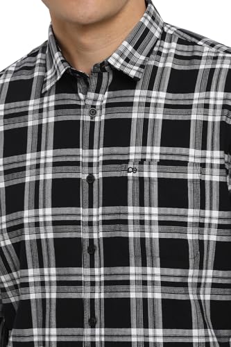 Image of Peter England Men's Checkered Cotton Shirt | Smart Casual | Full Sleeves