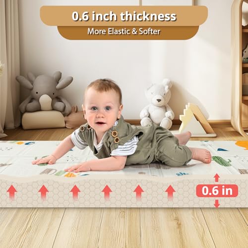 Image of PIGLOG Foldable Baby Play Mat for Floor, Baby Floor Mat for Crawling, Reversible Waterproof & Non-Toxic Baby Foam Playmat, Baby Play Mat for Babies, Infants & Toddlers 6-12 Months