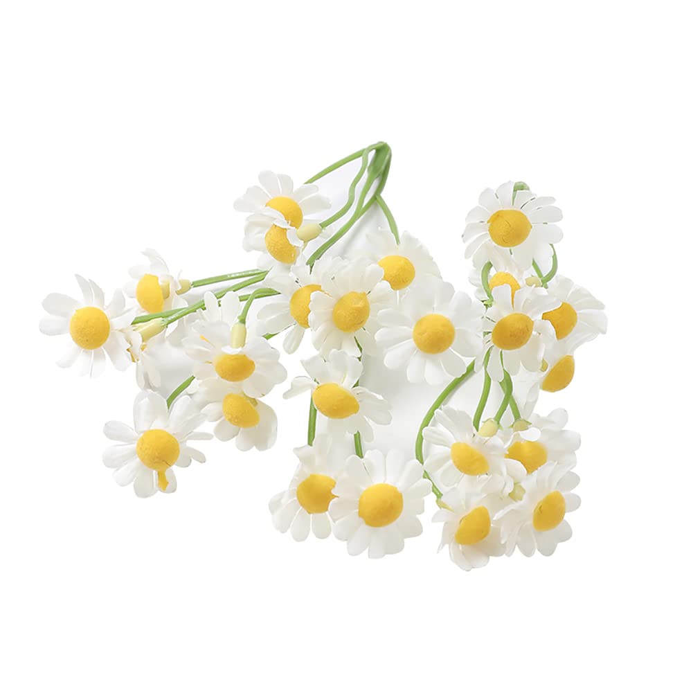 JIHUOO 25 Bundles Mini Artificial Daisies Small Daisy Flowers Fake Spring Flowers Decorative Faux Flowers with Stems Home Decorations White