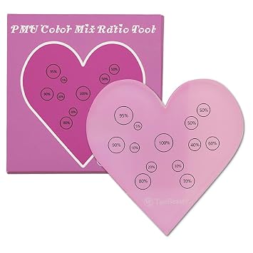 Pink Eyebrow Color Ratio Tool Acrylic Heart Color Mix Ratio Tool for Permanent Makeup