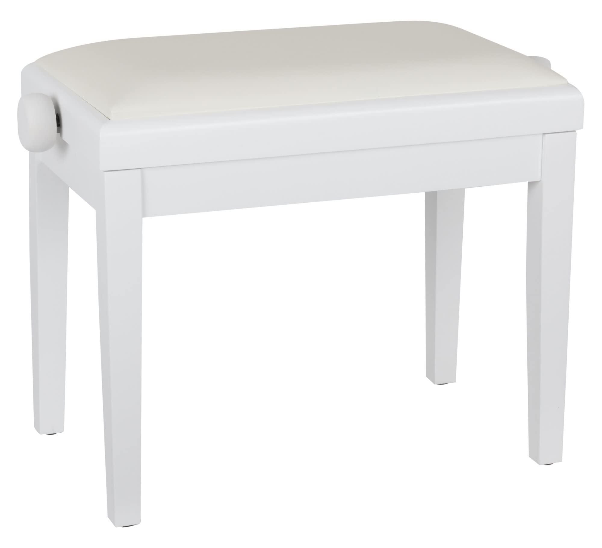 Classic Cantabile Pianobank Modell A - Polster aus Kunstleder - Höhenverstellbar von 48 bis 58 cm - 2-fache Kreuz-Mechanik - Massive Holzkonstruktion (Weiß, Weiß, matt)