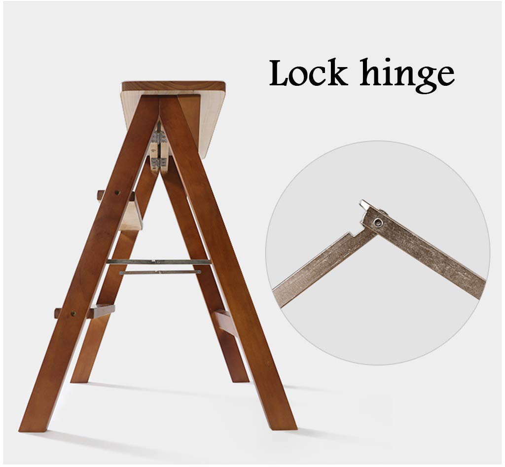 Tritthocker aus Holz, Trittleiter aus Massivholz, multifunktionaler, klappbarer Tritthocker für Küche, Bibliothek und Büro, 3-stufige Mini-Trittleiter, klappbare Trittstu