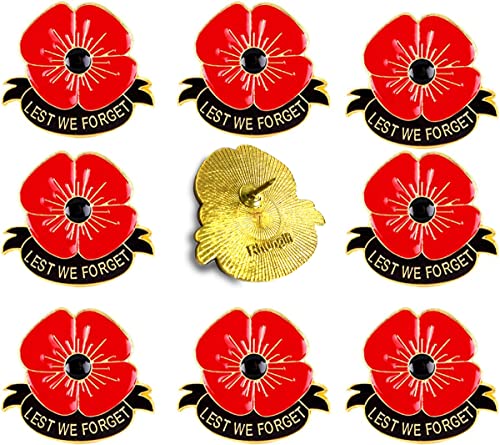 10/50/100/200Pack-Metal Flower Brooch Pins New Veterans Day Poppies Bulk Memorial Day Lapel pin Souvenir Gifts