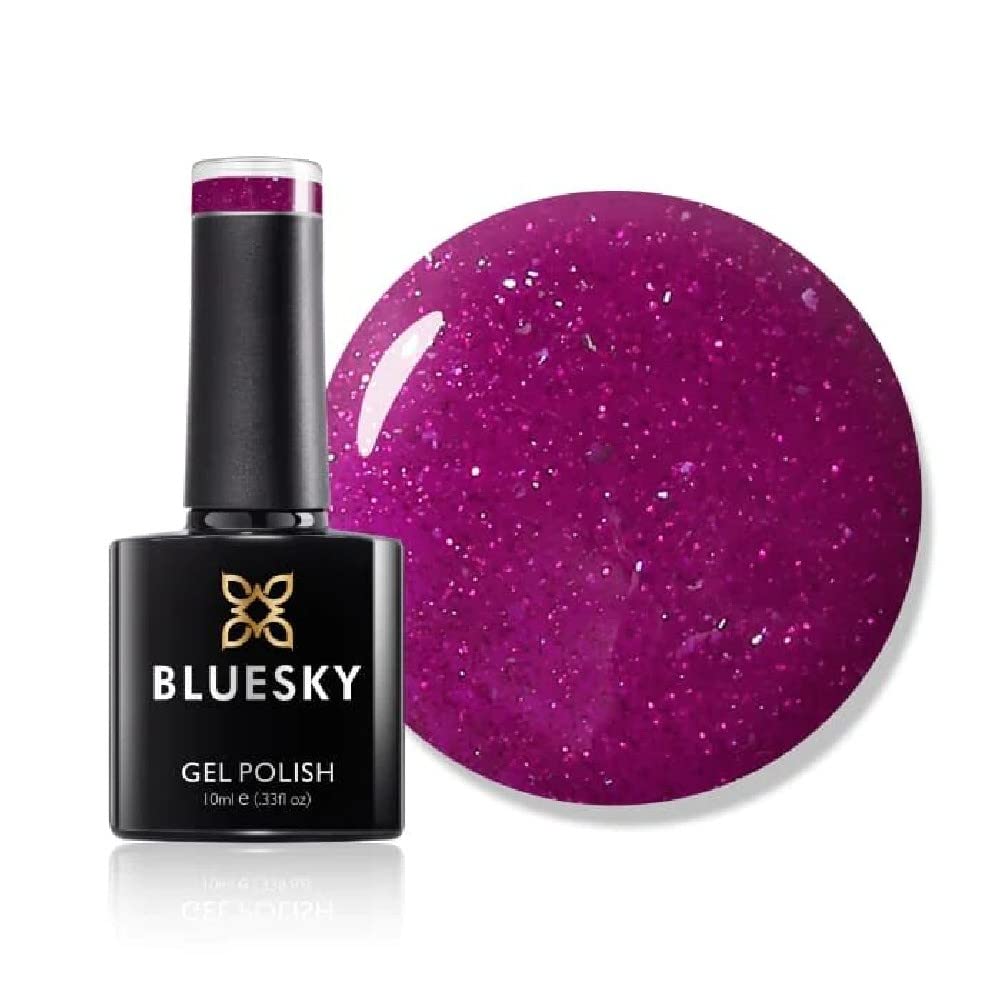 Bluesky Bluesky Gel Polish, Light Sky Night, A33, 10 ml, Gel Dissolvable Nail Polish, Purple, Neon, Shimmer (Curing Under UV/LED Lamp Required) Pack (x)