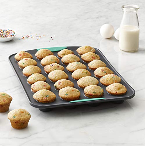 Trudeau Structure Silicone Muffin Pan, 24 Cup Mini, Grey/Mint #TOP2