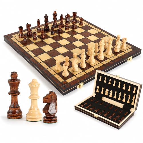 Juego de Ajedrez de Madera Magnético Plegable 17 Pulgadas miniatura 1