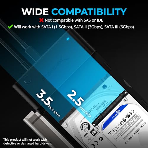 Image of SABRENT USB 3.0 to SATA External Hard Drive Lay-Flat Docking Station for 2.5 or 3.5in HDD,SSD [Support UASP] (EC-DFLT),(Pack of 10)