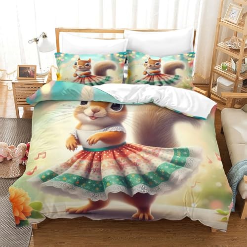 Housse de couette écureuil idée cadeau anniversaire enfant single - 3