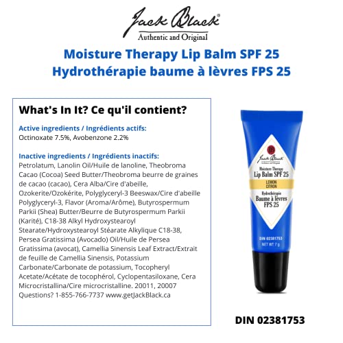 Jack Black Moisture Therapy Lip Balm SPF 25, Lemon , 7 g (Pack of 1) - Image 6