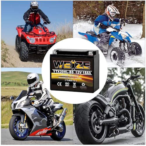Image of YTX20HL-BS Sealed AGM Maintenance Free Motorcycle Battery, 12 Volt 18 AH, 300 CCA Scooter Battery