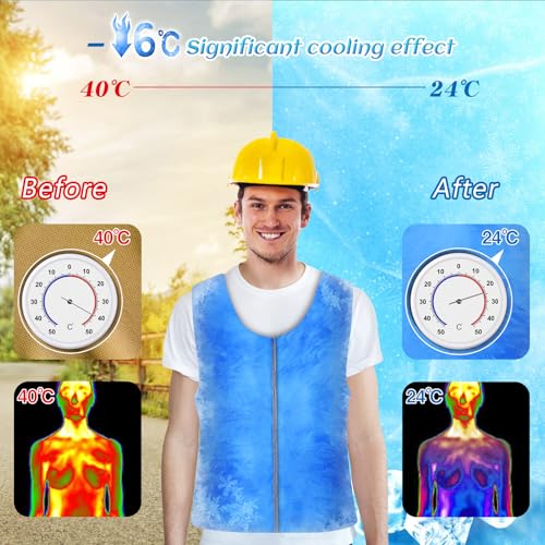 Image of Cooling Vest for Men & Women - Water Activated Cooling Vest for Extreme Heat, Reusable PVA Safety Construction Work Vest for Outdoor Sports, Running, Fishing, No Ice Packs Needed