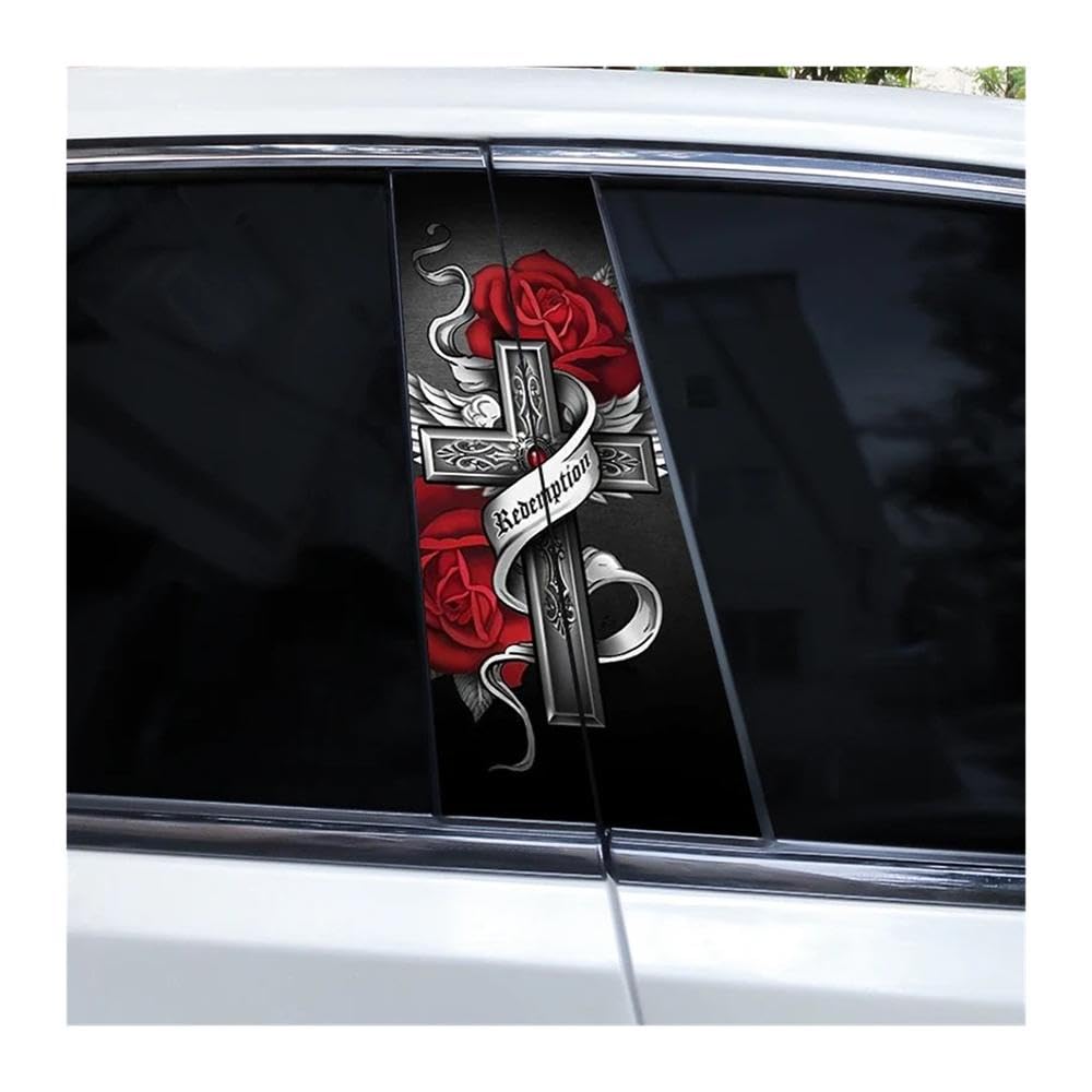 Bertdcx One Color Angel Cross Decal Center Pillar Shape Decoration Diy Door Pillar Vinyl Sticker Auto Parts
