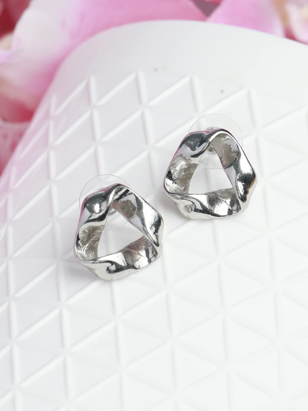 Women's Plated Hammered Stud Earrings