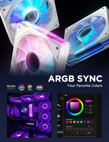 Image of AsiaHorse AMICI-5GT RGB PC Fans, Infinity Mirror ARGB Fans HDB Bearing Fan Speeds Up to 1800 RPM with 24 LED Lights, Forward Blade Fan Compatible Motherboard Aura SYNC (Forward Blade, White-3Pack)