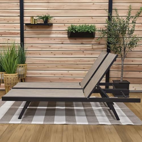 Image of Vivere Aluminum Urban Sun Lounger 2 Pack, Full Recline, Made with Premium Phifertex Outdoor Fabric - 265 lb Capacity (Granite)