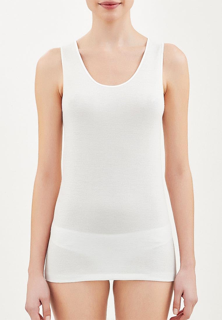 RAGNO 3 Canottiera Donna Spalla Larga 72452 Lana Cotone Bianco TG. 7