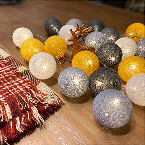 Fairy Lights Starry LED String Lights 20 PCS Indoor/ Outdoor Cotton Ball Warm Lighting Wall Light for Bedroom, Wedding Party ,Home ,Christmas,Halloween,Garden (Batteries, Orang)