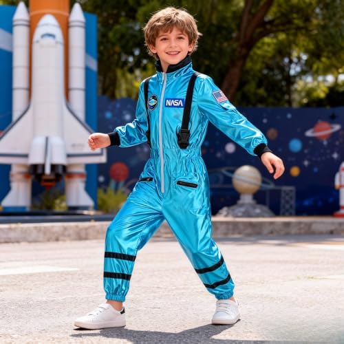 Disfraz astronauta para niños y niñas 8-9 años azul miniatura 5