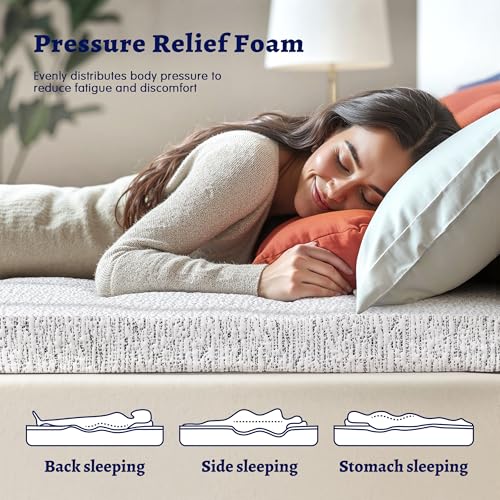 Subrtex Memory Foam Mattress Topper Cal King, 3 Inch Mattress Topper for Pressure Relieving, Soft Breathable Bed Toppers Mattress Pads with Removable Washable Cover