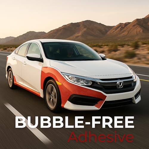 Image of RockRose Epoxy High Gloss 7D Red Carbon Fiber Vinyl Wrap, Anti-Wrinkle, Air Release Automotive Bubble Wrap, Self Adhesive Car Vinyl Sticker DIY Decals 3FT x 5FT