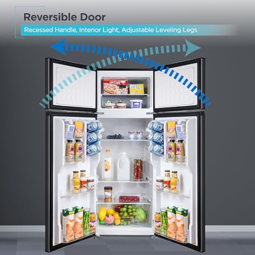 Image of BLACK+DECKER 7.7 Cu. Ft. Top Mount Refrigerator with Freezer, 2 Door Fridge with Top Freezer and Mechanical Temperature Control, For Homes and Apartments, BDA77LAB, Black