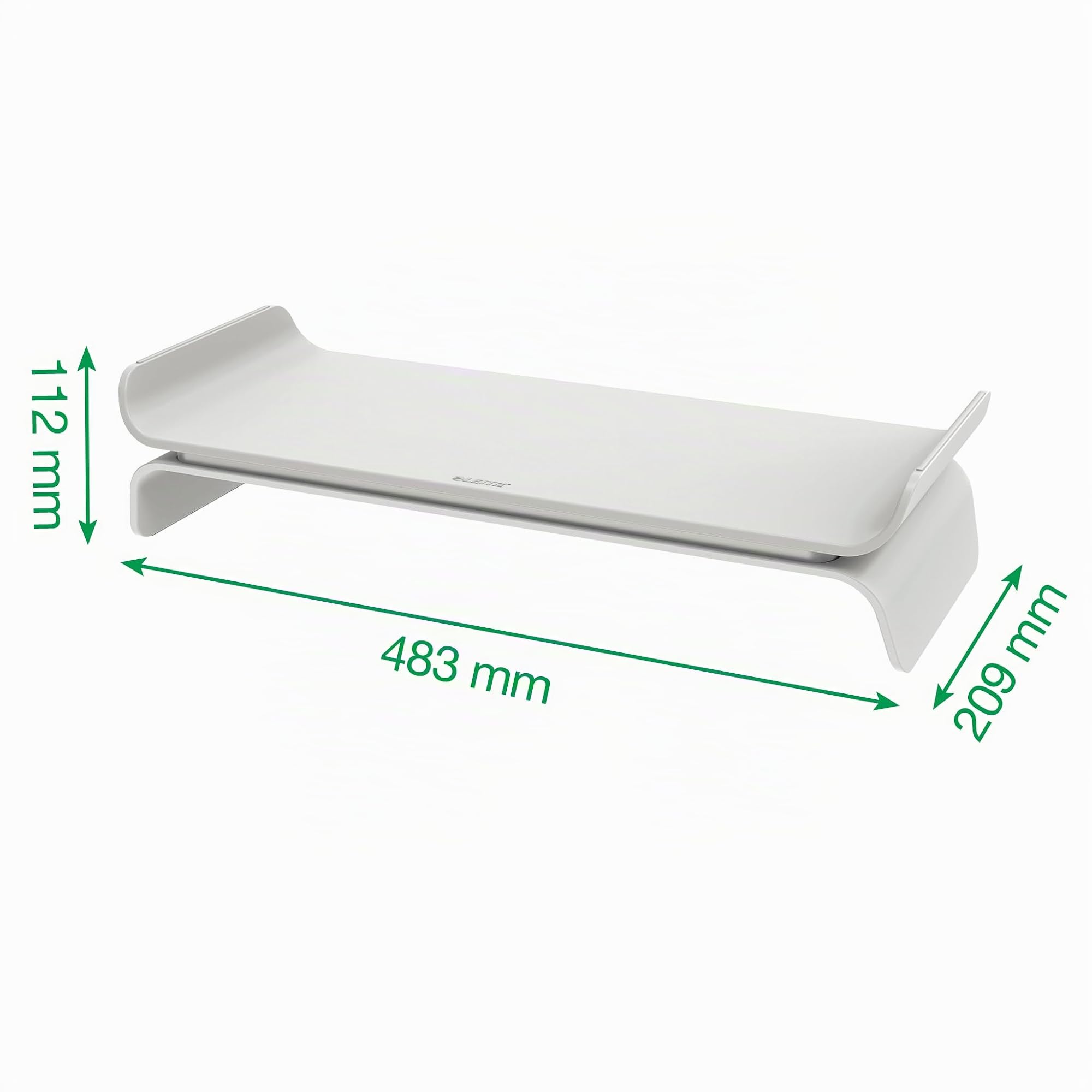 LEITZ Ergo - Support pour Écran de PC Ajustable, 2 Hauteurs au Choix, Rehausseur d'Écran de PC pour Bureau, Gamme Ergo, Coloris Gris Clair / Blanc, 65040085