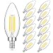 E12 LED Candelabra Bulb 40W Equivalent, Daylight White Chandelier LED Filament Light Bulbs 470lm, Decorative B11 Clear Glass Candle Lighting, Non-dimmable, Pack of 12