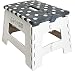 Orgalif Heavy Duty Folding Step Stool with Anti Slip Dots and Strong Support Stepping Ladder For Kids and Adults (White-Gray)