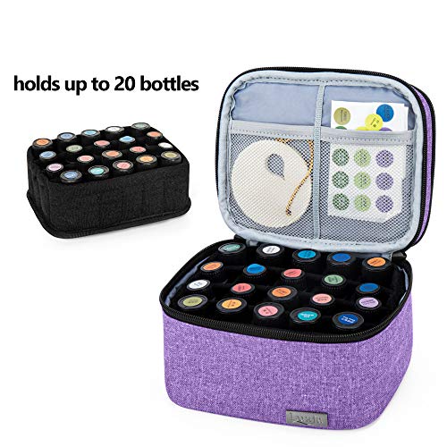 Luxja Etui voor etherische oliën, voor 20 flesjes (5 ml - 30 ml) of rolflesjes, organizer, met ruimte voor accessoires, lila - Image 4