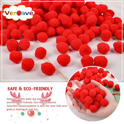 Veroave 150 Pieces Pom Poms 1 Inch Red,Small Pom Poms For Crafts, Puff Balls,Arts And Crafts Pom Poms Balls For Diy Art Creative Crafts Decorations… #TOP5