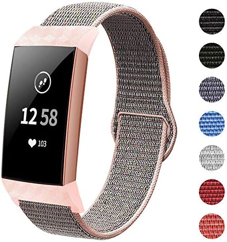 HAPAW Nylon Bands Compatible with Fitbit Charge 3, Soft Adjustable Breathable Sport Replacement Band Accessories Wristband Women Man for Charge 3 / Charge 3 SE Watch