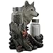 Decorative Gray Wolf Glass Salt and Pepper Shaker Set with Holder Figurine for Cabin and Rustic Lodge Restaurant Bar or Kitchen Table Decor, Wildlife Animal Collectibles & Wolves Sculptures As Gifts