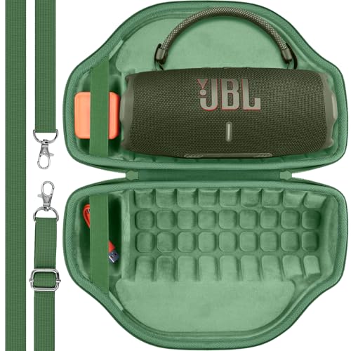 Image of co2CREA Case for JBL Charge 6 Portable Bluetooth Speaker, Avocado Green | High-Density Foam Padding, Reinforced Handle, Detachable Shoulder Strap, Compact Lightweight Design, Dust Protection