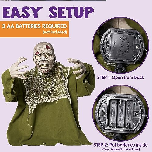 Zombie Groundbreaker animatrónico ideal para animar tu fiesta de Halloween en el césped exterior 4