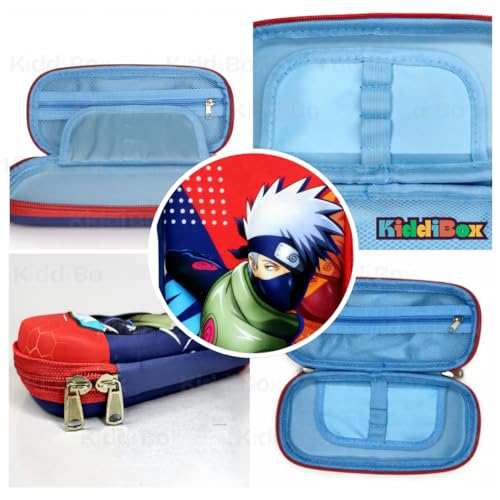 Image of KiddiBox Anime Pencil Box | Durable Geometry Box for Kids, Anime Pencil Pouch Boys & Girls | Large-Capacity Anime Stationery Pouch | School, Travel & Gift Organizer | Red