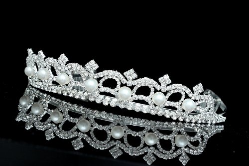 Bridal Rhinestone Crystal Pearl Prom Wedding Tiara Crown T222