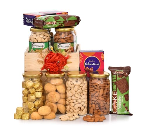 Image of NUTRI MIRACLE Chocolates Gift Pack With Rakhi | Rakhi Gifts For Sister | Raksha Bandhan Chocolates Gift Pack With Dry Fruits | Rakhi Combo | Gift For Rakshabandhan