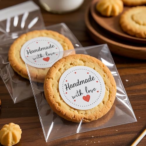 120 x Handmade With Love Sticker, Small Business Sticker, Handmade Business, Handmade Packaging Labels, 1.6