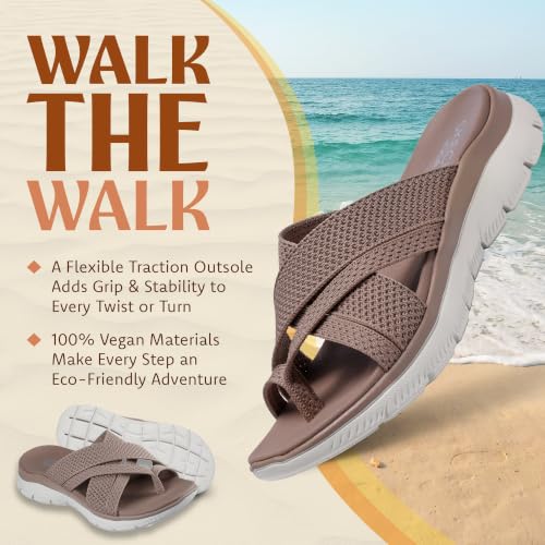 Image of Skechers Women's Summits - Fantasy Walk | Yoga Foam Cushioned Footbed, Machine Washable, Vegan, Knit Strappy Upper, Flexible Traction Outsole, Flip Flop, Thong Sandal