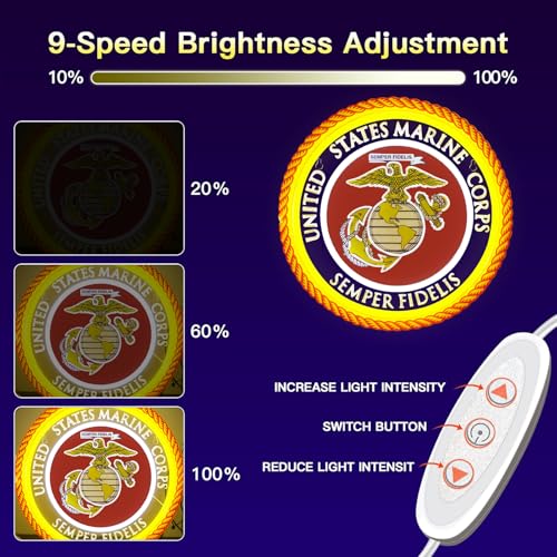 Image of Military-themed Neon Lights Veteran Neon Signs Wall Decor for Man Cave Bedroom Bar Army Themed Gift Art for Christmas Party-12.6x12.6 IN-USB Powered-Acrylic