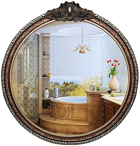 Retro Bathroom Mirror Wall Mounted Large Round Vanity Vanity Mirror HD Floating Round Glass Panel Home Decor Wall Mirror, 67cm Commodity Code: LJW-657