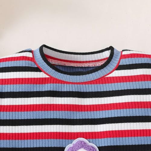 Image of OPAWO Toddler Girl Shirts, Puff Dot Sleeve Baby Tee Shirt, Ribbed Short Sleeve T-Shirt, Solid Color Girls Tshirt Tops, 12M-7Y