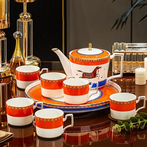 Ensemble de théière et de tasse à thé en céramique dorée pour service à eau